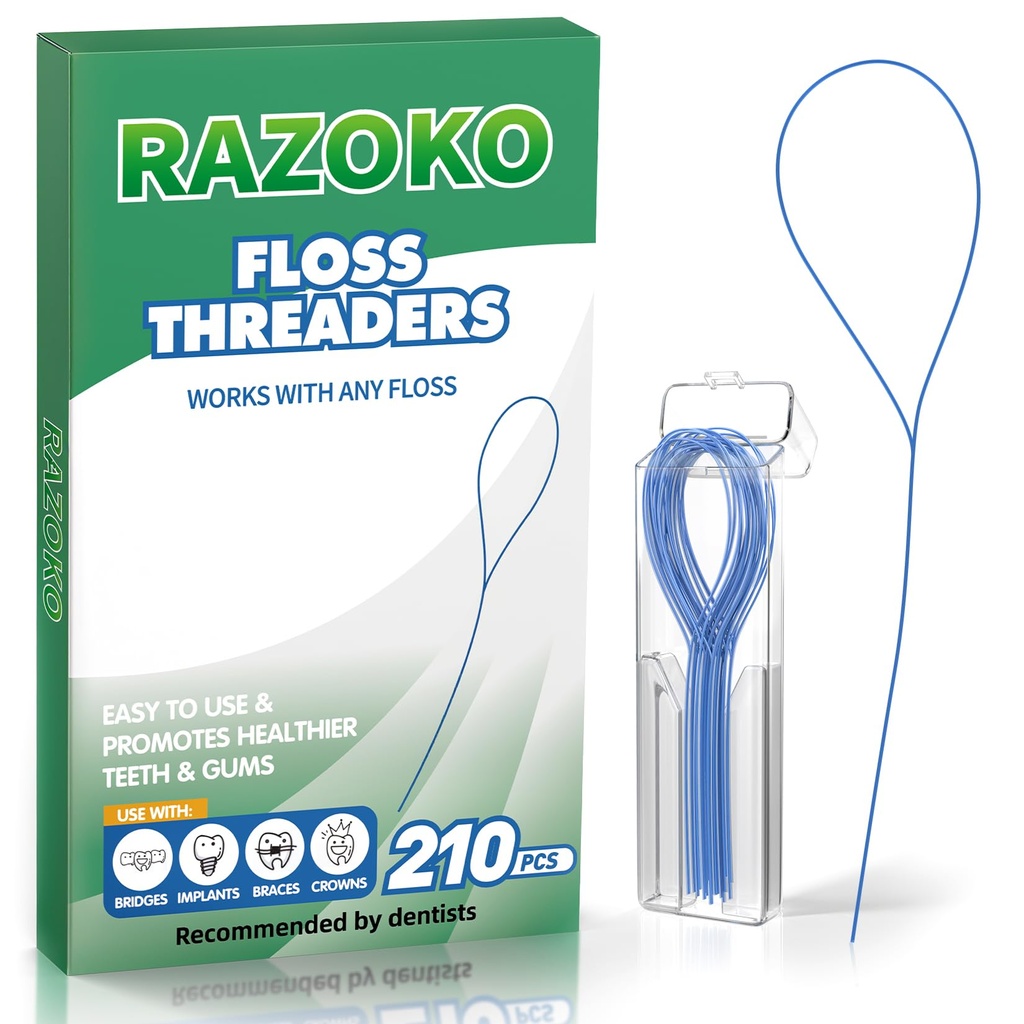RAZOKO Dental Floss Threaders for Braces & Orthodontic Care