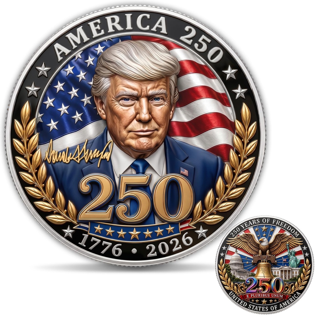 Donald Trump America 250 Challenge Coin, 1776-2026 Collectible Keepsake