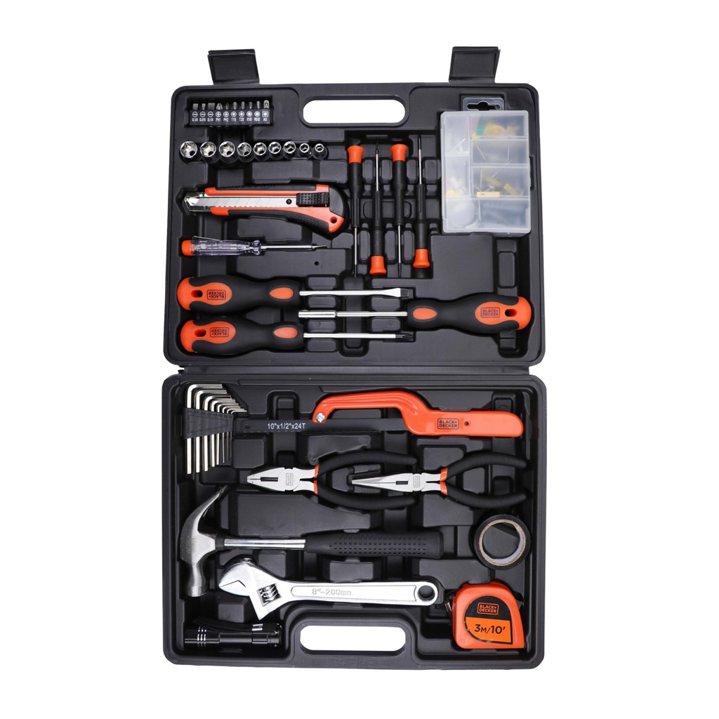 BLACK+DECKER BMT126C Hand Tool Kit for Home & DIY Use (126-Piece) - Includes Screwdriver, Wrench, Ratchet, Saw, Claw Hammer, Measuring Tape and Plier, ORANGE & BLACK