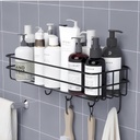 RERANT Self-Adhesive Bathroom Shelf with Hooks - Space-Saving Wall Mounted Shelf for Bathroom Essentials - Durable, No-Drill Required - Sleek Design. (Pack of 1)