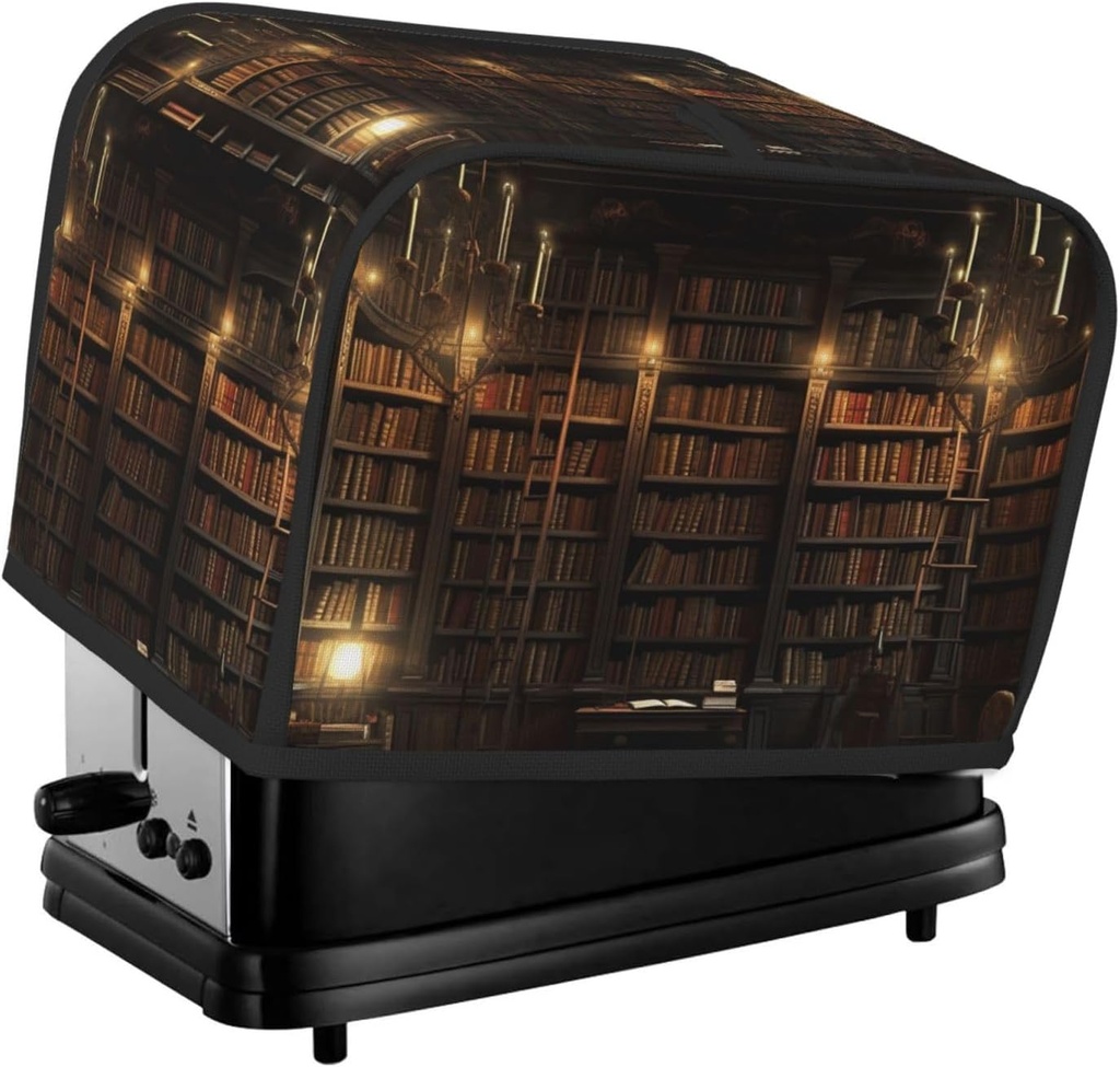 2 Slice Toaster Covers Bread Machine Cover Quilted Dustproof Fingerprint Protectors Small Washable Appliance Cover Book Room Mysterious Library Bread Maker Dust Protection Universal Size