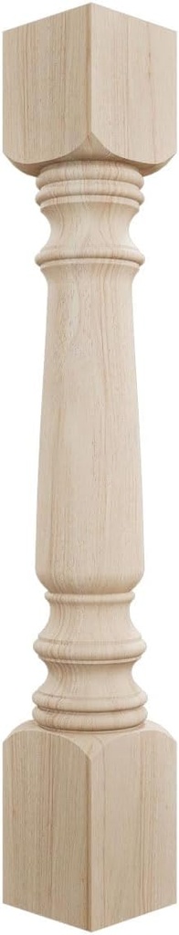 Ekena Millwork COL05X05X35LERW Legacy Tapered Cabinet Column (Top Block: 6", Bottom Block: 7"), 5"W x 5"D x 35 1/2"H, Rubberwood