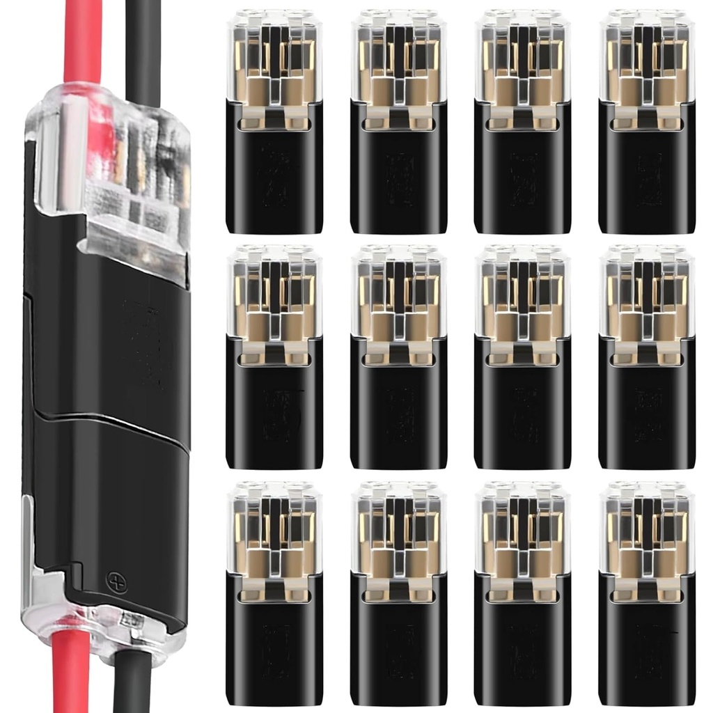 Pack of 12 2 Pin Cable Connector Plug, Car Plug Connector Connector Connection Terminal, 18-22AWG Wire Quick Splice Connector, Cable Crimp Connector, Cable Connector