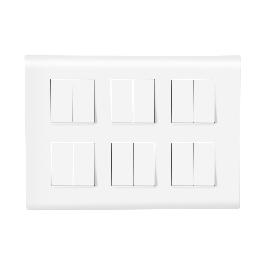 Wipro Northwest (Nowa) Switch Combo of 12M Plate + 6A Switch x12t, White (Kit 15)