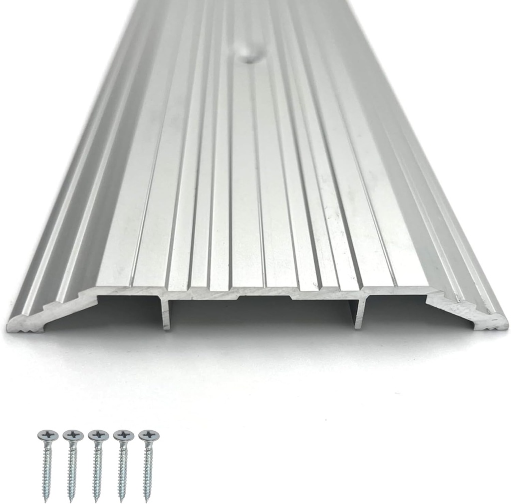 KC Hardware Aluminum Door Threshold- Door Saddle- Metal Transition Strip for Flooring- Door Sill Extension- Door Thresholds for Exterior Doors- 4" Wide 1/2" High- 72" Clear Anodized