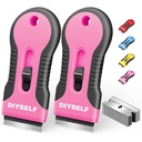 DIYSELF 2 Pack Razor Blade Scraper, Razor Scraper with 10 Spare Blades