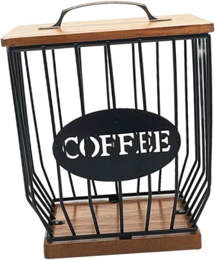 Sleek Coffee Pod Storage Solution with Wooden Lid, Style B