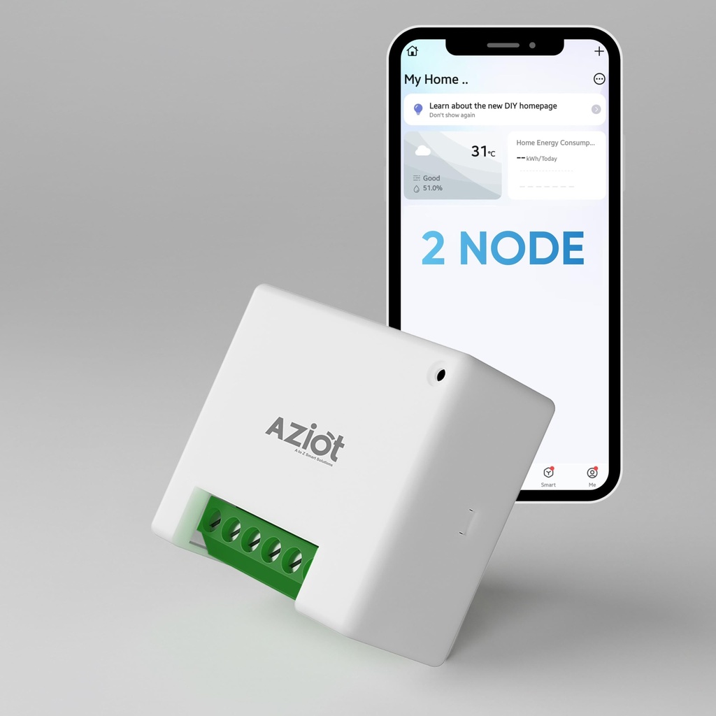AZIOT 2 Node Smart Switch - WiFi/Bluetooth Communication - Made in India - Timer Function - Works with Home and Alexa… (2 Node)