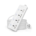 Cablet Extension Board 10 Meter Cable | 2500W 10A | 4 Universal Multi Plug Socket with Individual Switches | 10 Meter Heavy Duty Cord | LED Indicator, Power Strip & Spike Guard for Home & Office Use