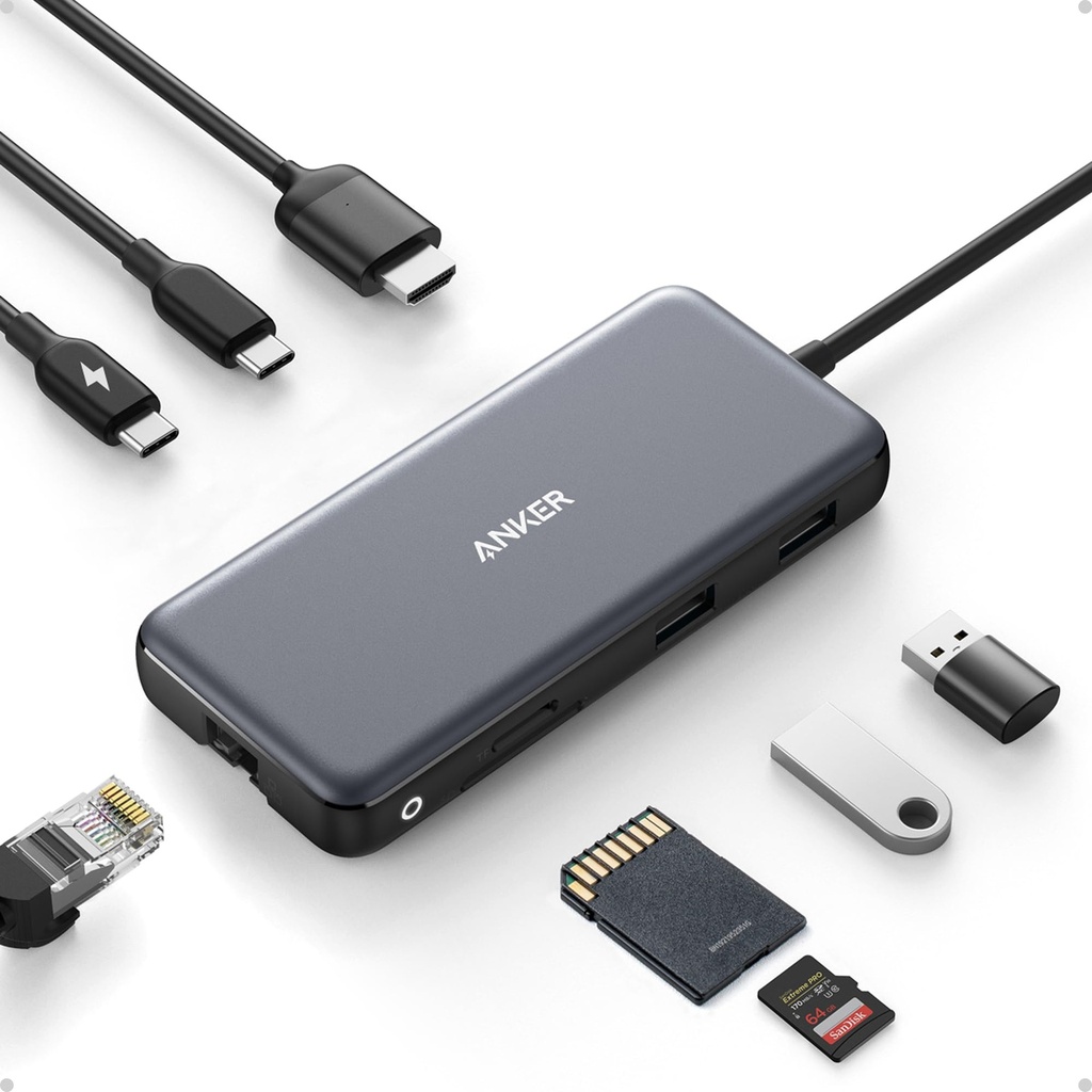 Anker USB-C Hub, 8-in-1 Multiport Ethernet Adapter with 4K@60Hz HDMI Port