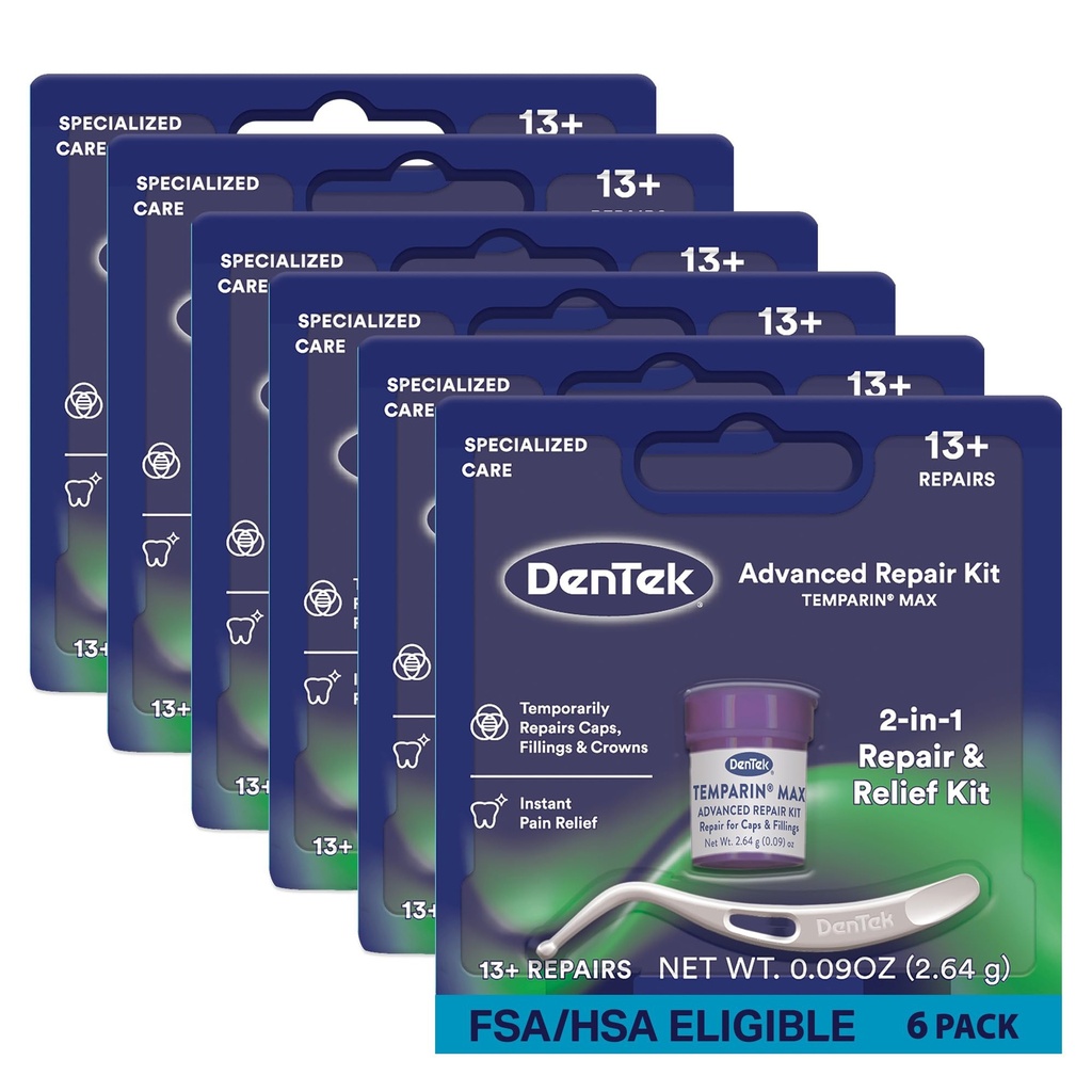 DenTek Temparin Max Advanced Tooth Repair Kit, 13+ Repairs per Kit, 6 Kits