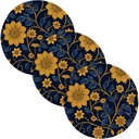 3 Pcs Trivet Hot Plate for Crock Pot 15in Heat Resistant Table Mats Spoon Rest for Cooking and Baking alfombrilla de para cocina Art Floral Ethnic Gold Blue