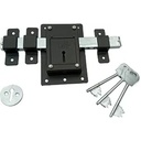 Hindson 10 Chal Iron Gate Lock | Heavy Duty 8 Lever Door Lock with 3 Keys | Double Side Operated Main Gate Lock for Home & Office | Strong Metal Body (Black Finish)