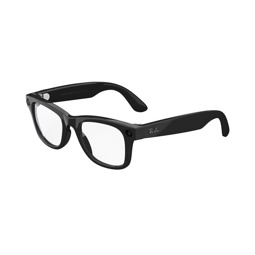 Ray-Ban Meta (Gen 1), Wayfarer, Large Shiny Black | Smart AI Glasses for Men, Women. 12 MP Ultra-Wide Camera, Open-Ear Speakers for Audio, Video Recording and Bluetooth. Clear Lenses. Wearable Tech.