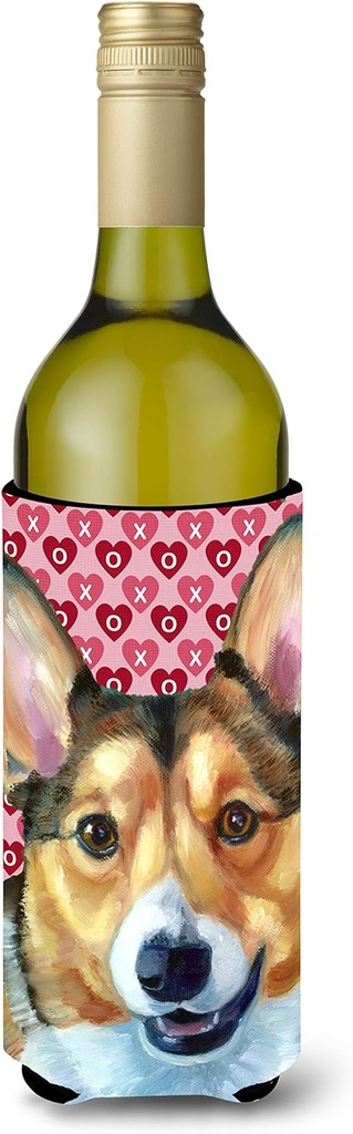 Caroline's Treasures LH9567LITERK Corgi Hearts Love and Valentine's Day Wine Bottle Hugger Bottle Cooler Sleeve Hugger Machine Washable Collapsible Insulator Beverage Insulated Holder