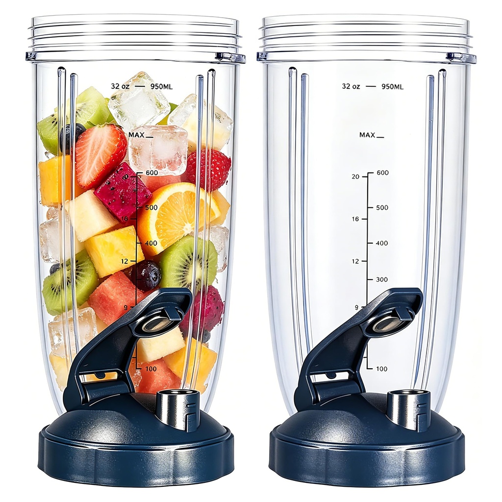 2 Pack 32oz Replacement Cups Compatible with NutriBullet 600W & Pro 900W