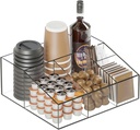 DreamShore Acrylic Coffee Bar Station Organizer for Countertop, Home & Office Breakroom Accessory Organizer for K-cup Pod, Condiment, Cup, Sugar, Creamer Syrup, Gift for Coffee Lovers