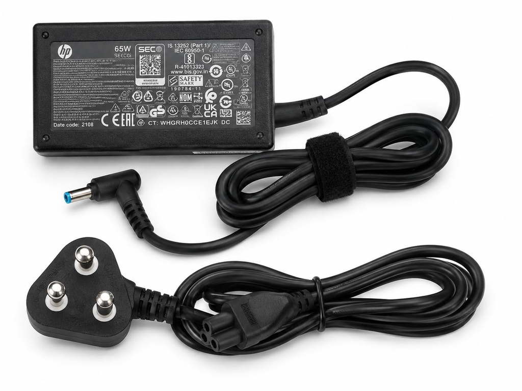 HP Original 65W Laptop Charger with Power Cable H2O | 19.5V 3.33A AC Adapter | 4.5mm Blue Pin | Compatible with HP Pavilion, EliteBook, ProBook, Envy, Spectre, Chromebook, 240, 245, 250 & 255 G Series