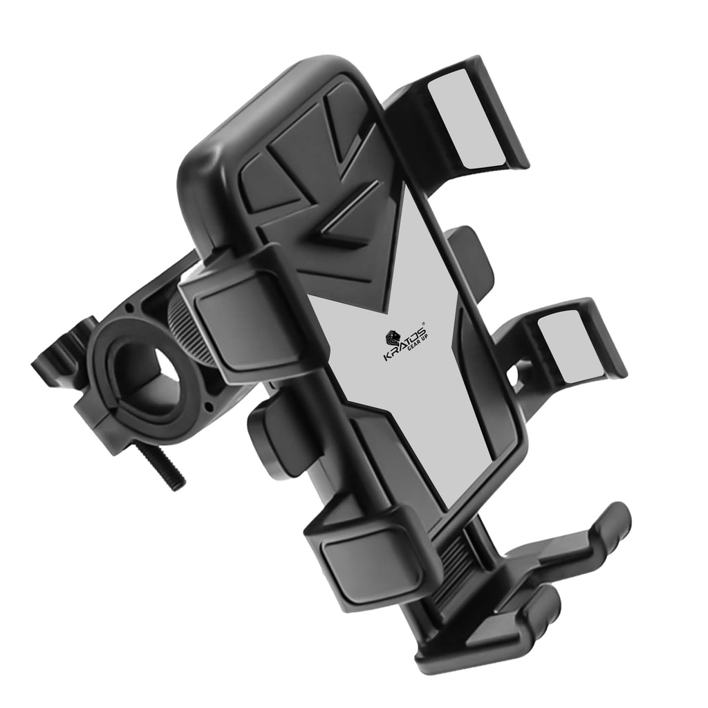 Kratos B4 Mobile Holder for Bike with One Click Locking, 360° Rotation, Secure Grip Design, Shock Proof Cushioning Pad Protection for Devices, Bike Mobile Holder for GPS Navigation Devices Support