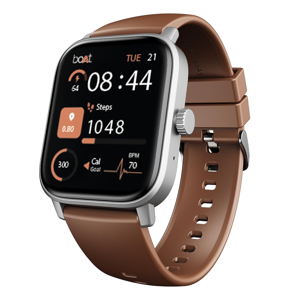 boAt Wave Call 3 Smartwatch 1.83” HD Display with Animated Watch Faces; BT Calling, Functional Crown, Multiple Sports Modes, IP68, HR, SpO2 Monitor, Smart Watches for Men & Women (Timber Brown)