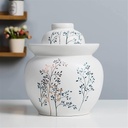 White Kimchi Jar Porcelain Pickle Jar Pickle Jars with Lids Ceramic Pickle Jar Sauerkraut Crock Handmade Water-Sealed Containers & Storage, Leaves Pattern Jars-One Color||26cm