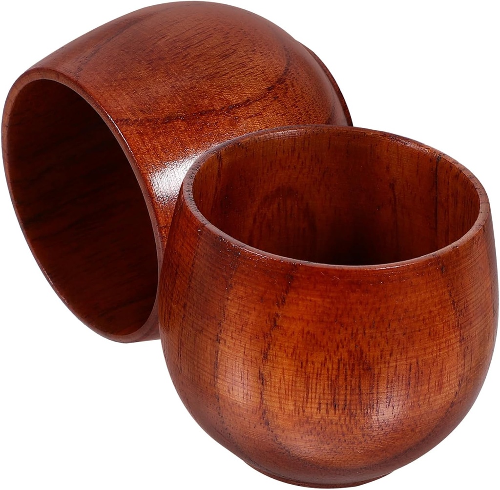 2Pcs Japanese Style Wood Sake Cups Elegant Smooth Drinking Cups for Tea and Sake Simple Natural Design for Gift Giving and Daily Enjoyment