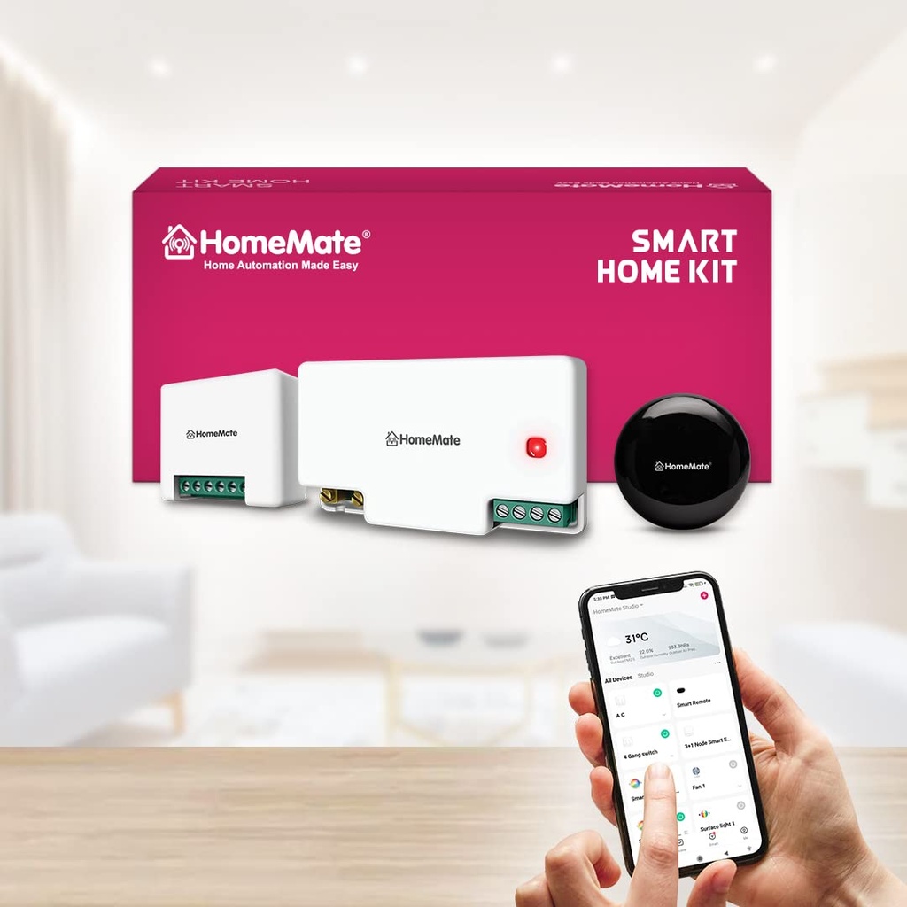 HomeMate Smart Home Kit for 1BHK (Lite), Smart Retrofit Switches to Automate 5 Lights,1 Fan and IR devices, No re-wiring required, Compatible with Alexa, Home & Siri Shortcuts…