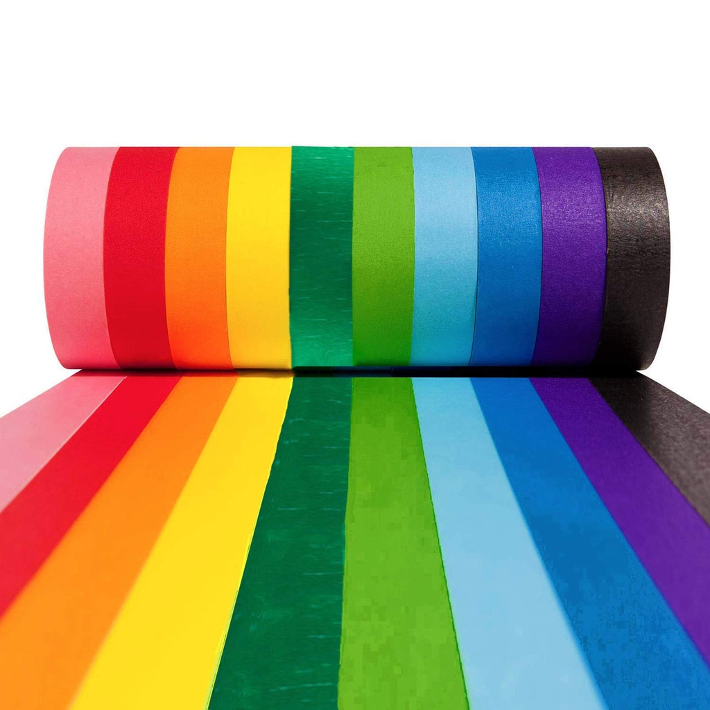 10 PCS Colored Masking Tape, 1 Inch x 13 Yards x 10 Rolls, 390 Feet Total.