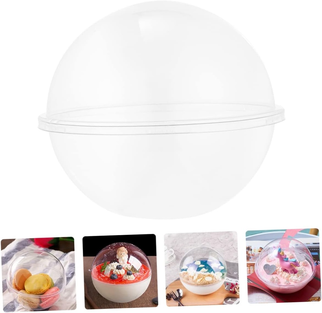 GLEAVI 10pcs Transparent Ball Shape Cake Box Plastic Cake Container Lightweight Portable Protective Mousse Sphere for and Decoration