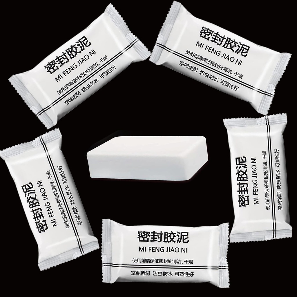 5-Pack White Seal Putty Waterproof Duct Seal Repair Sealing Clay, Quick Mending Mud for Drain Connection,Air Conditioning Hole, Wall Hole