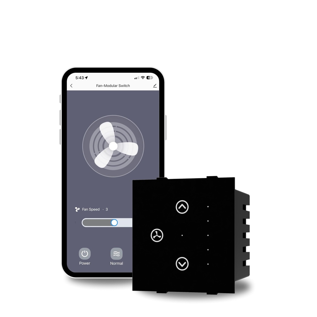 AZIOT SMART MODULAR 1 FAN REGULATOR PREMIUM TOUCH SWITCH - GLASS (Not Acrylic): Elevate Your Home with Effortless Control (Fits in Anchor Roma Classic and similar plates) Not for BLDC fans.