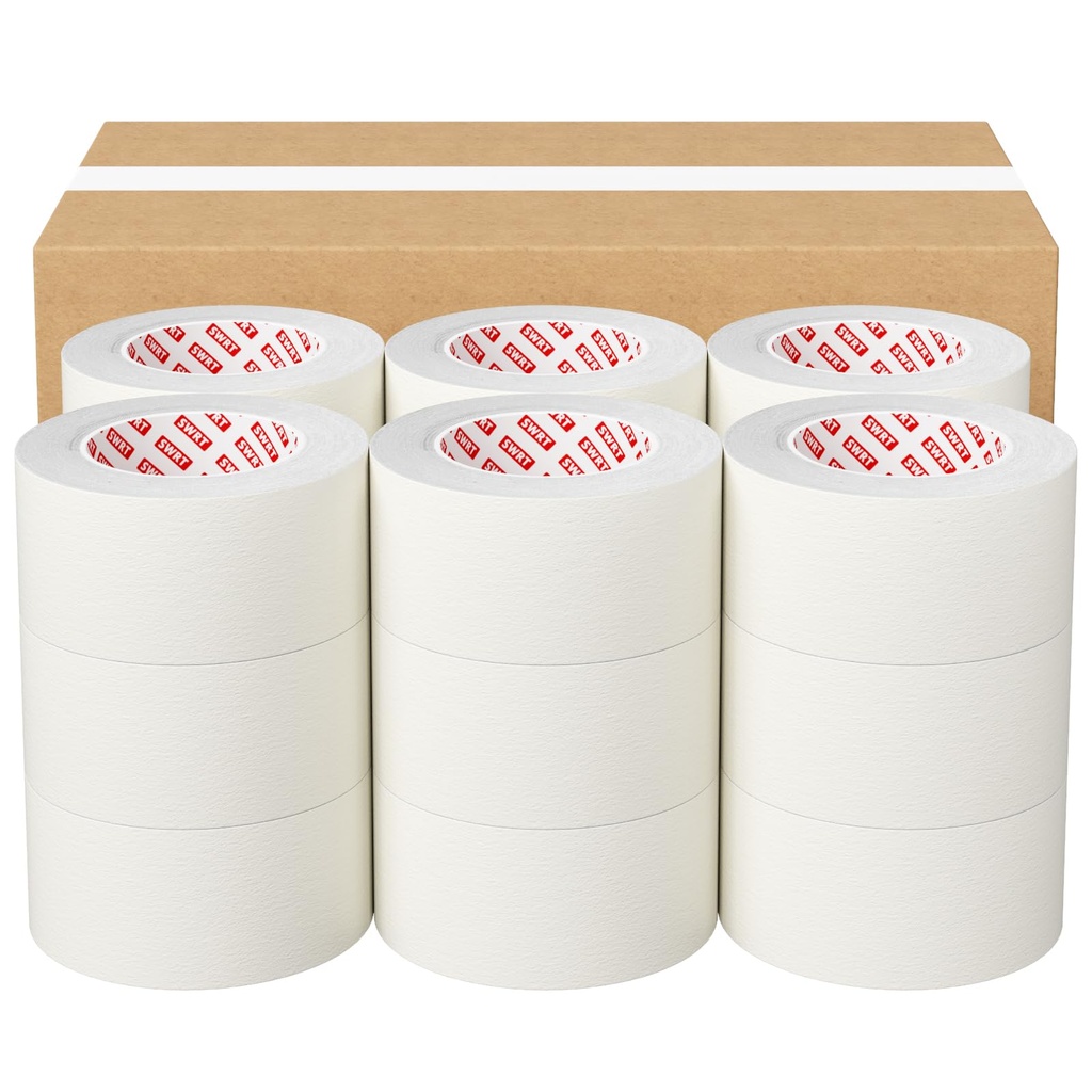 SWRT Masking Tape 2 Inch Wide, 18-Roll White Bulk Pack, 55 Yards Each