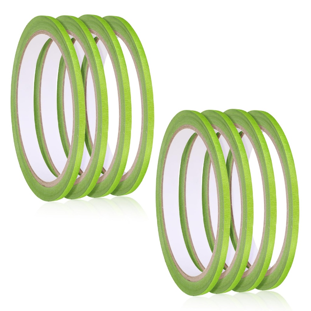 InnoHHustle 8 Rolls Green Pinstripe Masking Tape 1/8 Inch Width Thin Line Painters Tape for Painting Whiteboard Tapes Pinstriping Paint Tapes for Wall DIY Board Auto Paint