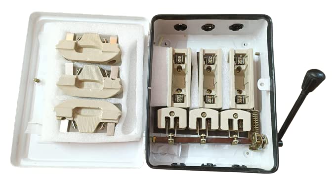 MME electric main switch box Control Panel Three Phase Main Switches (32 Amp & 415 Volts) White, Rotary, 3_way