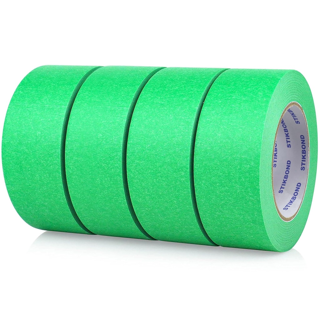 4-Packs Green Painters Tape 2inch x 55 Yards (220 Total Yards), Medium Adhesive Green Masking Tape for Wall Painting, Furniture Painting, DIY Handmade Decoration