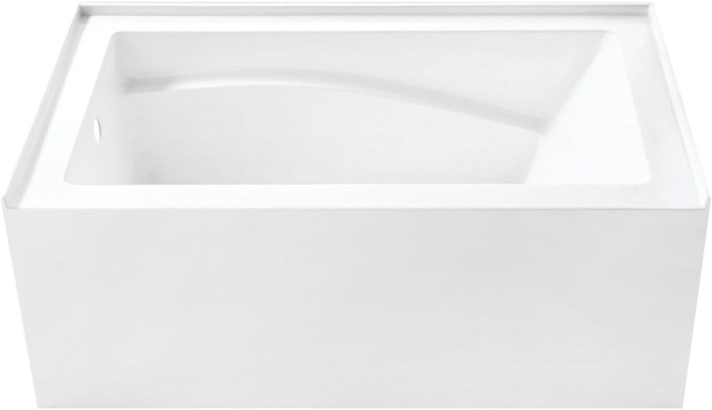 Aqua Eden VTAM5432L22D 54-Inch Anti-Skid Acrylic 3-Wall Alcove Tub with Left Hand Drain, Glossy White
