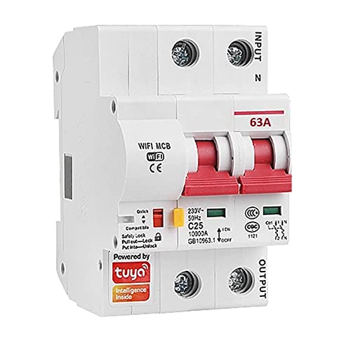 Protium Wifi Main Circuit Breaker (MCB) / Smart Switch With Overload and Short Circuit Protection for Home - Works With Smart Life App (63A)