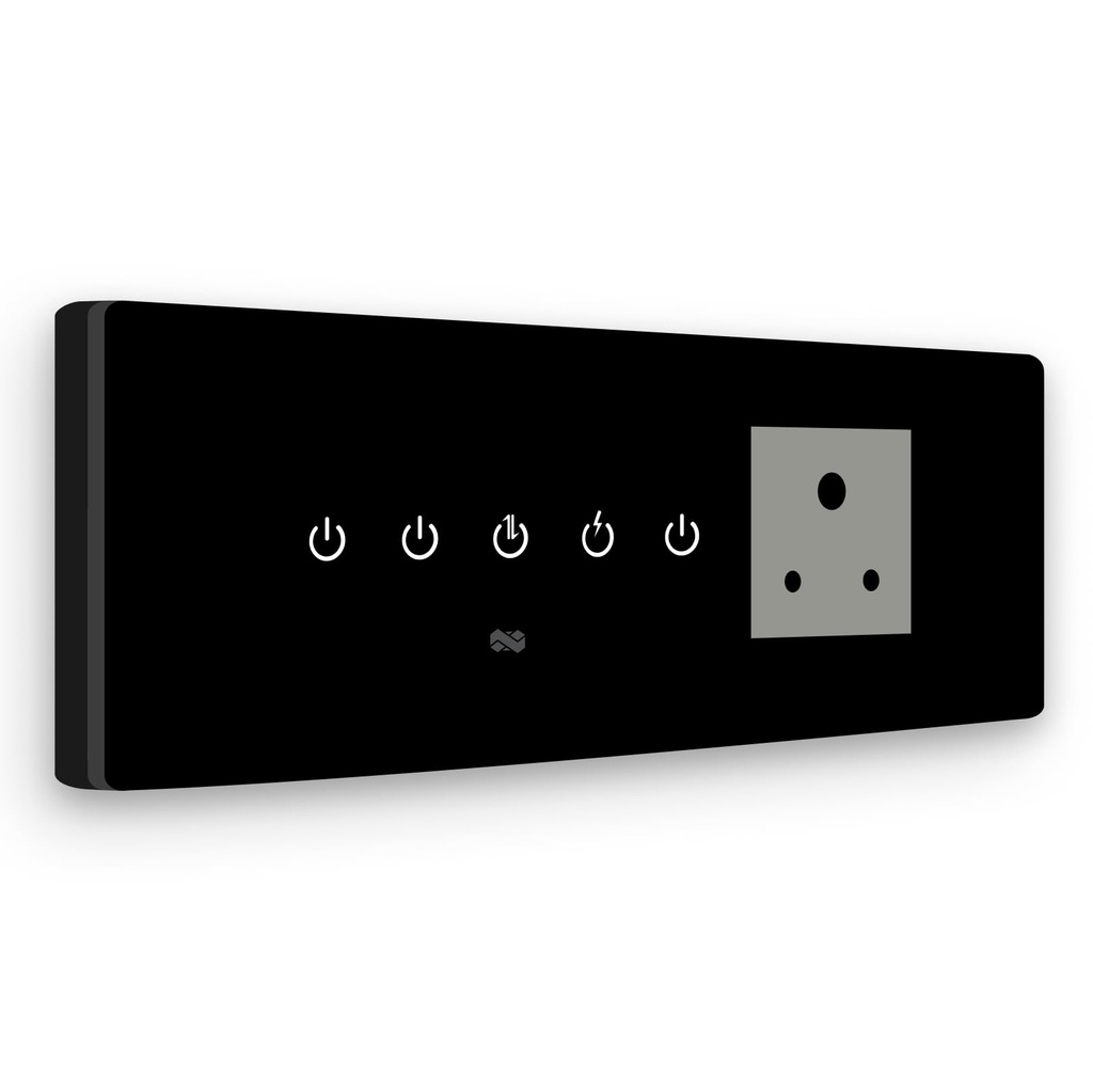 IOTICS Smart Wifi Switch Board: 4 x Switch & 1 Smart Plug Module. Touch Control, Remote, App Control. Voice Control with Alexa & Assistant. Smart Touch Switch Board For Home Automation (Black)