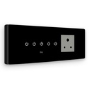 IOTICS Smart Wifi Switch Board: 4 x Switch & 1 Smart Plug Module. Touch Control, Remote, App Control. Voice Control with Alexa & Assistant. Smart Touch Switch Board For Home Automation (Black)