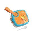 ATTRO KidsMate Giraffe Lunch Box Stainless Steel Comes with 1 Detachable Tray| Leak-Proof & Durable | Plastic Spoon | Ideal for Kids, School, Picnic – Orange Blue – 500ml
