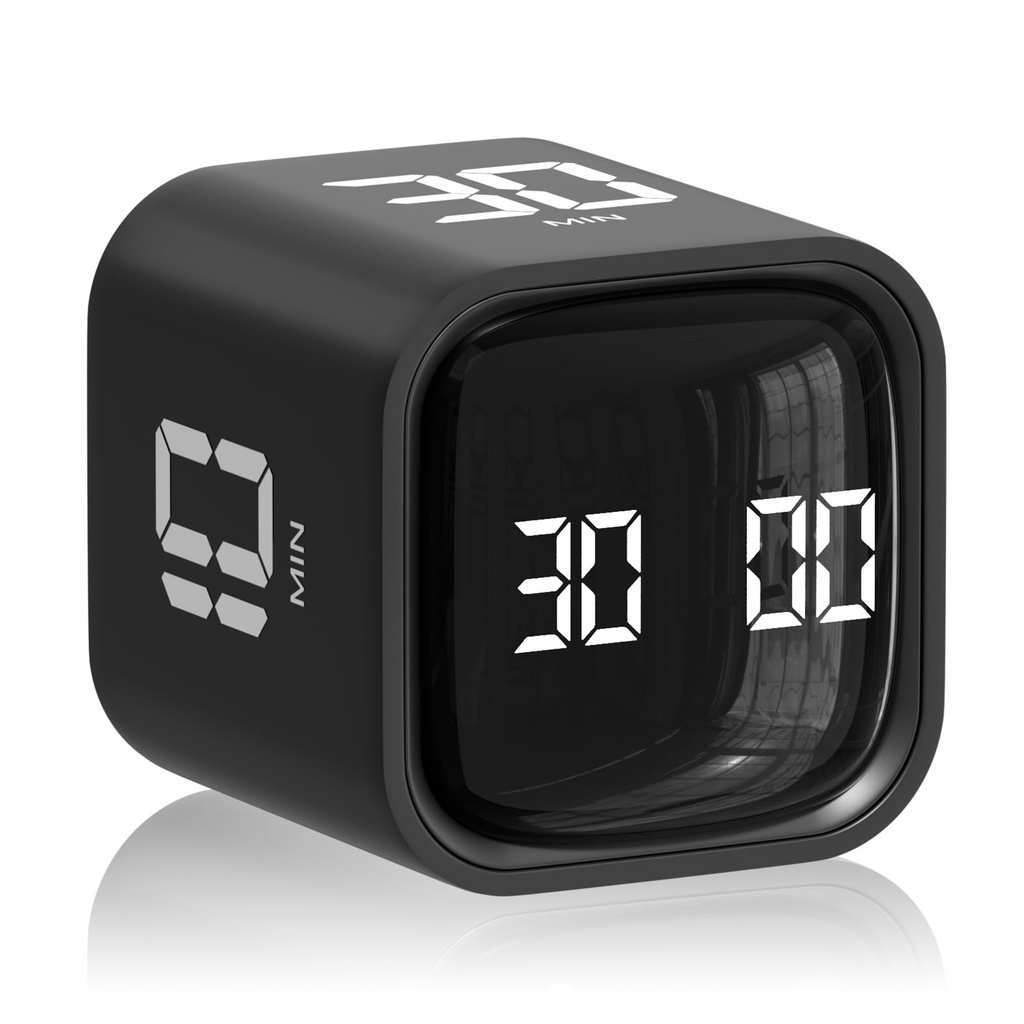 Wbacon Pomodoro Timer Cube, 5/10/30/60 Min Rotating Productivity Timer