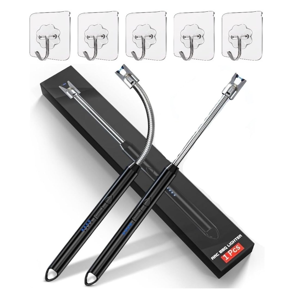 RERANT Gas Lighter for Kitchen Use | C-Type Rechargeable Electric Lighter Stove & Candle Lighter with USB Charging Port | 1 Year Warranty | 400 Uses in Single Charge (Pack of 1)(5 Adhesive Hooks Free)