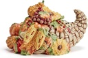 Fitz and Floyd Fall Harvest Cornucopia Cookie Jar Ceramic Figurine, 12 inch