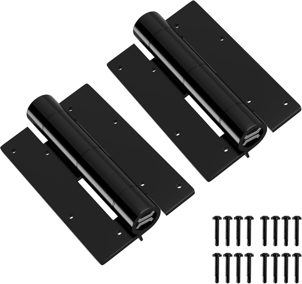 Heavy Duty Gate Hinges,1 Pair 5-3/4",Durable Aluminum Alloy Material,Garage Self Closing Door Fence Hardware Partne,with Lnstallation Screws,Black. (1 Pair 1.2LB, 1)