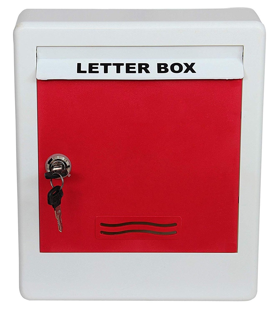 Lepose Plastic Letterbox with 2 Keys (Red and White, 225 X 275 X 95 mm)