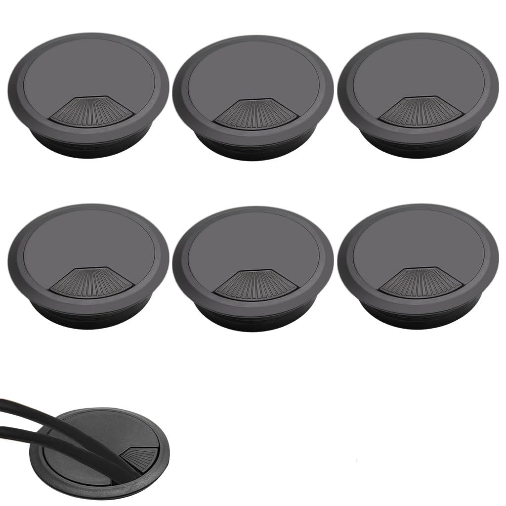 Serplex 6Pcs 2 Inch Round Desk Grommet Flip Top Cable Hole Cover