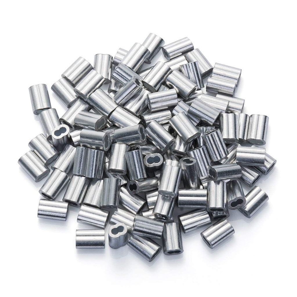 1/16 Aluminum Ferrules, Crimping Loop Sleeves 200PCS, Wire Rope Crimps
