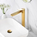 12 Inch Tall Vessel Sink Faucets - Hoanmpy Bathroom Faucet,Modern 22° Angle Outflow Nozzle Handle One Hole Bathroom Vanity Faucets - Brass Lavatory Faucets Brushed Gold