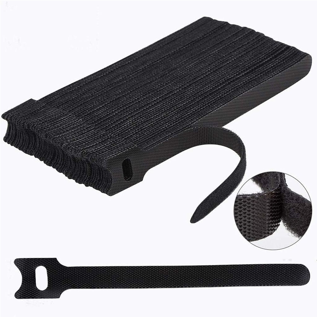 Hian Reusable Cable Ties, Hook and Loop Cord Straps, 6 Inch, Black, Adjustable Reusable Wire Organizers for Cable Management, PC, TV, Desk, Home and Office, Pack of 60