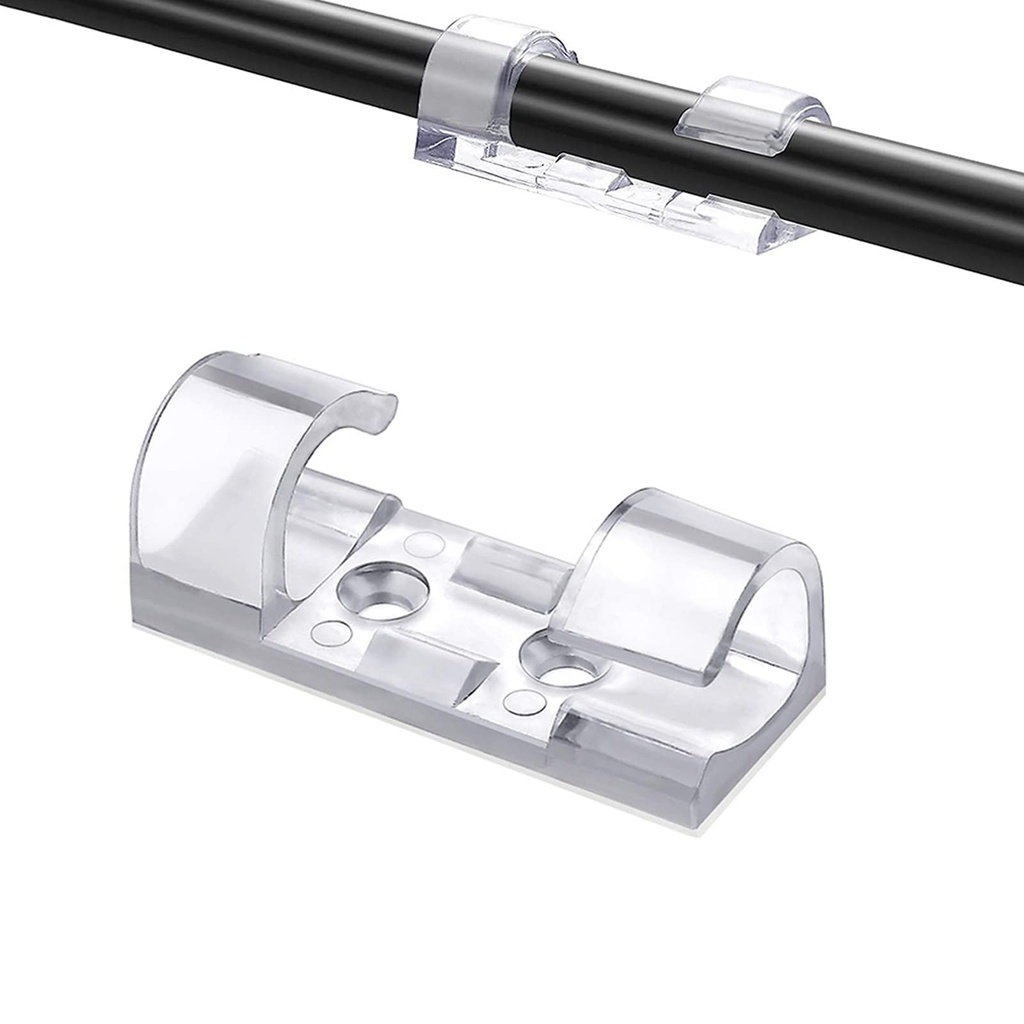 Cable Clips [20 Pieces], Transparent Wall Cable Clips with Adhesive Tapes, Self-Adhesive for Mouse, PC, Office and Home